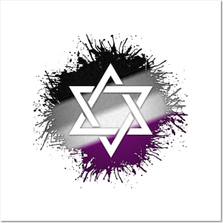 Paint Splatter Asexual Pride Star of David Symbol Posters and Art